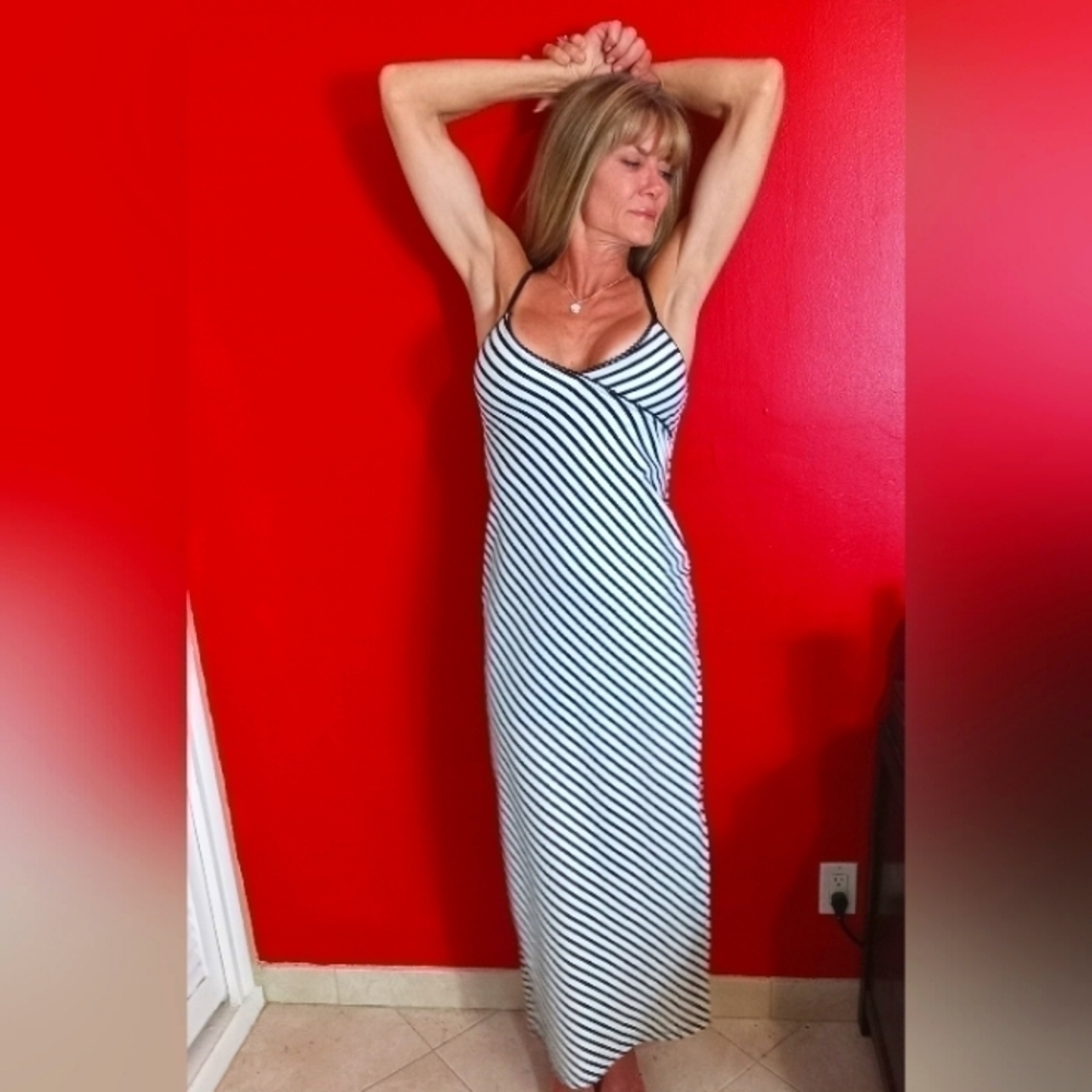 Vintage "scott" Maxi 👗 dress small black & white